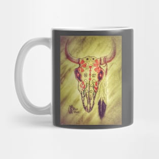 Bull Sugar Skull in Grunge Mug